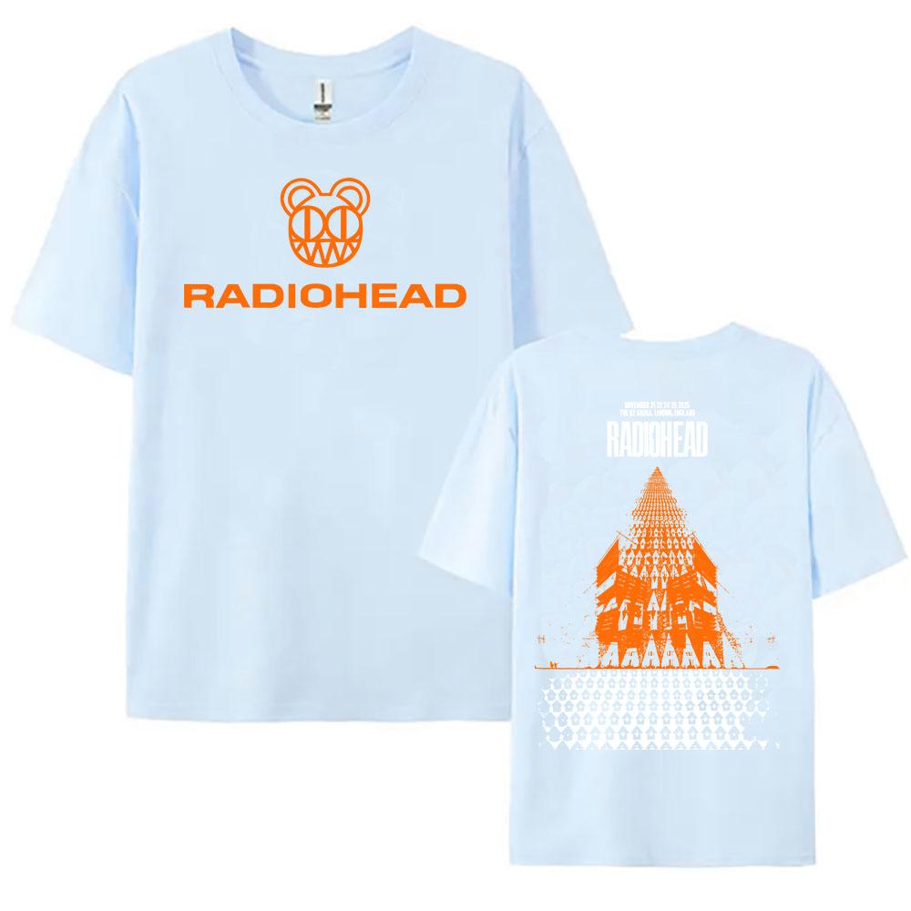 Футболки Rock Band Radiohead Tour 2025 Ноябрь Хлопок Мода Короткий Рукав Женская Футболка Повседневная Круглый Вырез Унисекс Уличная Одежда Футболки