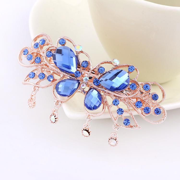 Korean Style Rhinestone Bow Tassel Hairpin for Women