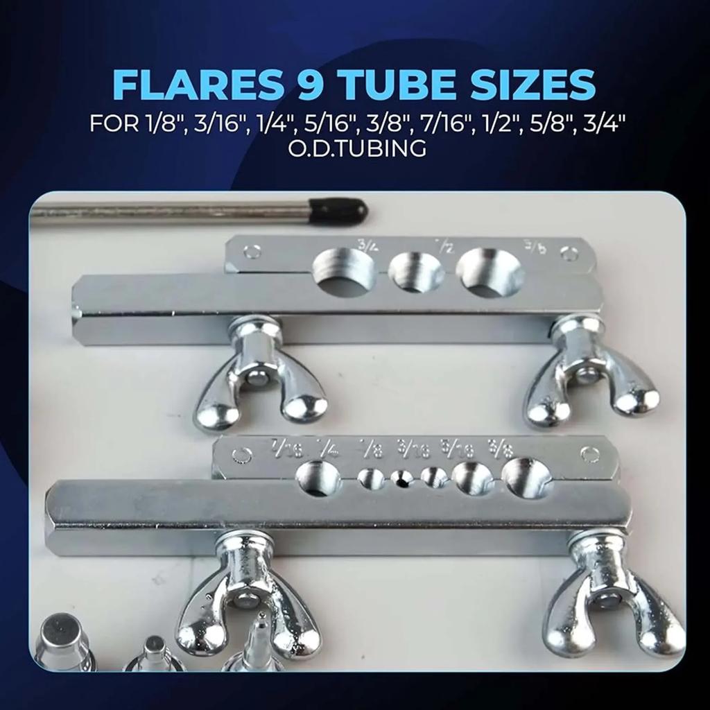 Набор для развальцовки 1/8"-3/4" с 2 стержнями, 5 коваными адаптерами, 7 размерами трубок Для удлиненной тормозной магистрали, холодильного оборудования