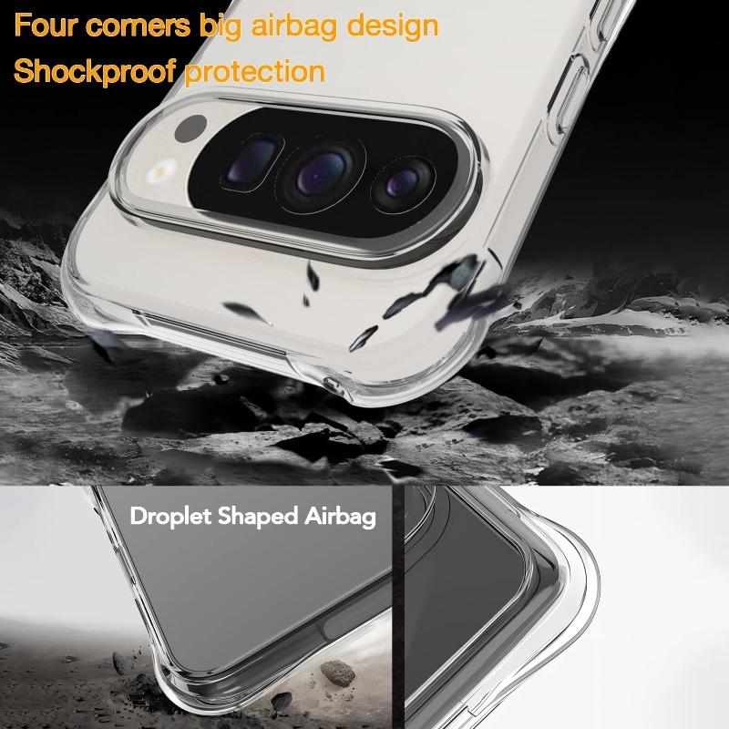 Прозрачный чехол из ТПУ для Google Pixel 10 Pro XL 10 9 8 7 5G Защитная крышка Четыре угла Противоударный бампер Coque Fundas