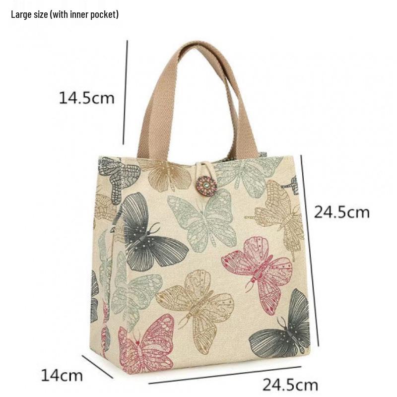 Fashionable Japanese Canvas Bento Bag - Stylish Lunch Tote for Office Workers and Moms