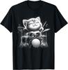 Кот играет на барабанах - Забавная футболка с котом-рокером и барабанами