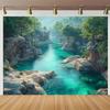 Двумерный живописный скалистый речной фон, фотофон ущелья с чистой водой для студии
