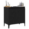 Black Oak Bathroom Sink Cabinet, Triangular Black Legs, Large Storage Space, 58x33x60 Cm Made of Particle Board.