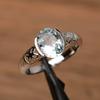 Women's Blue Aquamarine Gemstone Ring Oval Cut 925 Sterling Silver March Birthstone Promise Wedding Anniversary Wear Ring