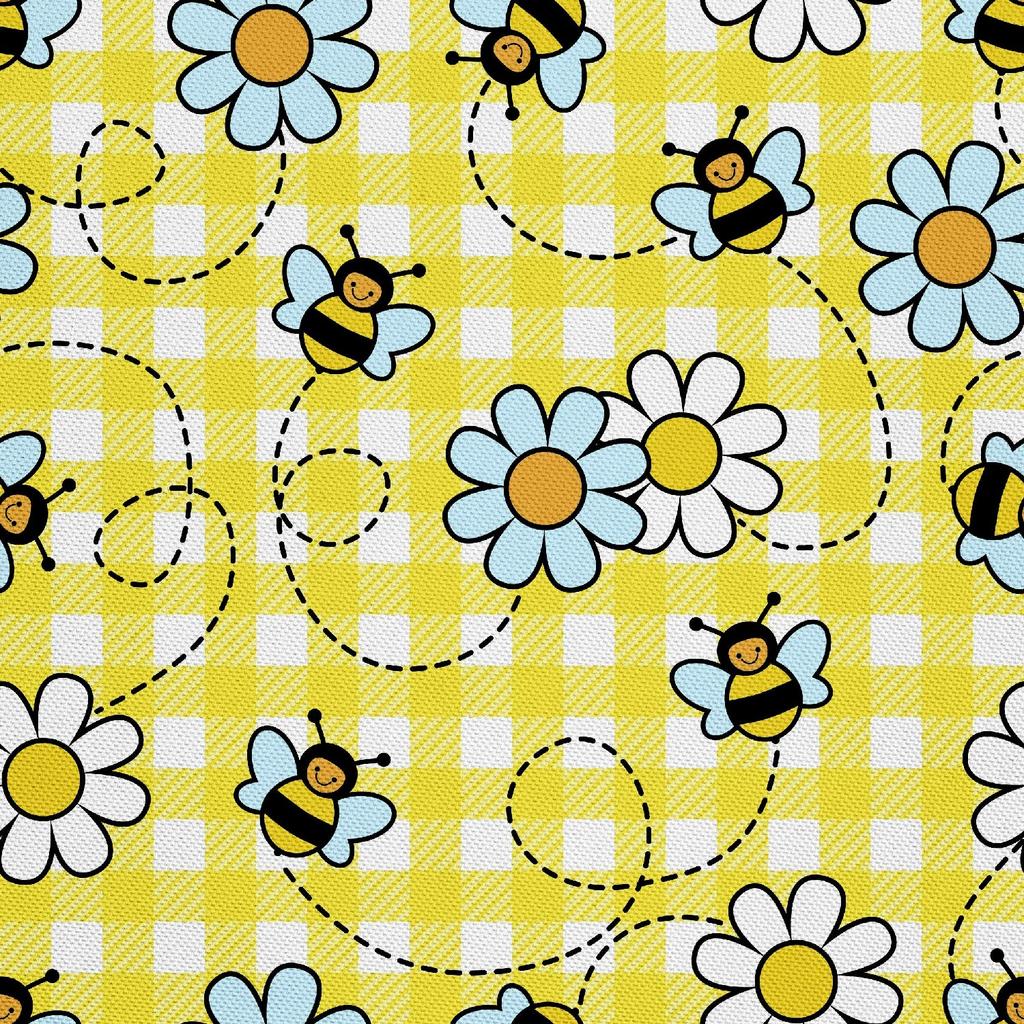 Outdoor Dekostoffe Oxford - Motiv Bienen Und Gänseblümchen