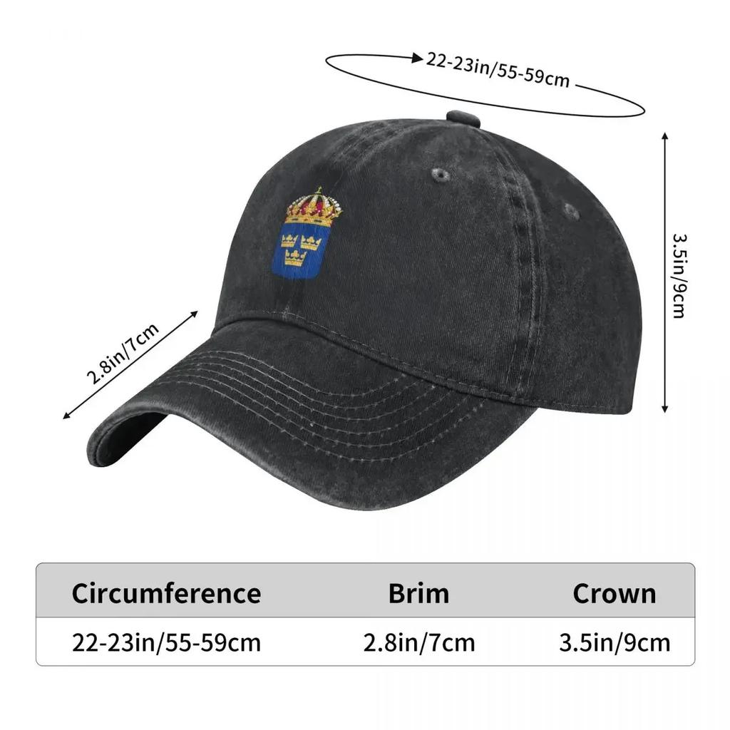 Sweden coat of arms Baseball Cap Wild Ball Hat Big Size Hat Golf Luxury Man Hat Women Hats Men's