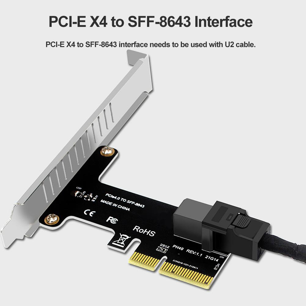 PCI E на SFF-8643 PCIE X4 на SFF8643 Карта расширения PCI-EX4/X8/X16 Райзер для NVMe SSD PCIE на U2 Конвертер жесткого диска