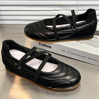 2025 Новые балетки Мэри Джейн во французском стиле Женские туфли на плоской подошве с перекрестной резинкой Слипоны Повседневные лоферы Дышащие летние кроссовки