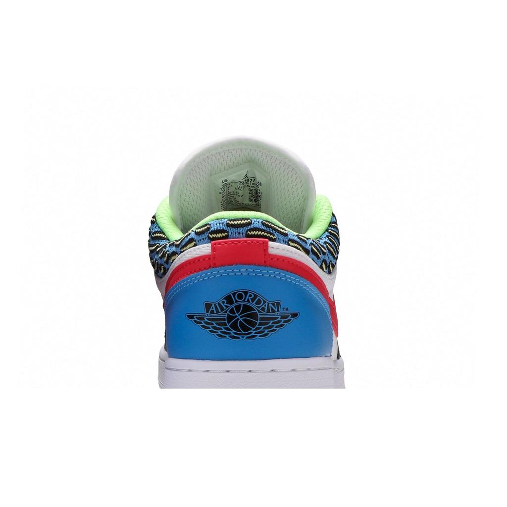 Air Jordan 1 Low Grade School 'Funky Patterns' (Unisex) Black / Light Fusion Red / White / Coast Kids' Basketball Shoes DH5927 006