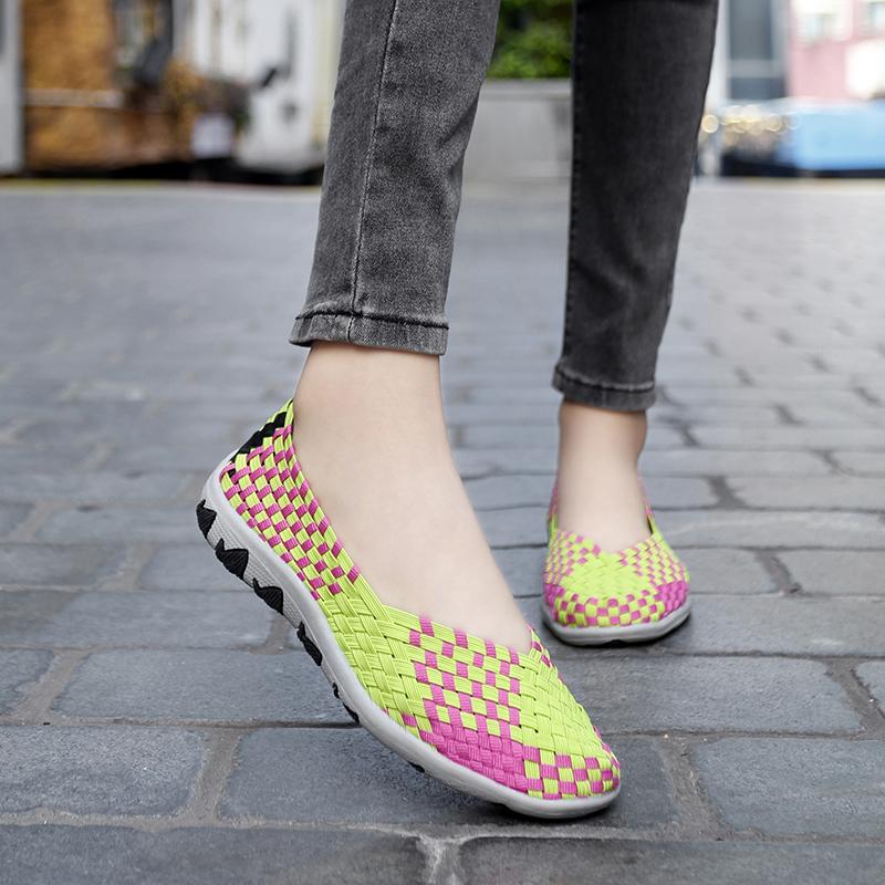 Summer Handmade Braid Beach Shoes Women Slip On Large Size Casual Espadrilles Breathable Sneakers Lazy Shoes