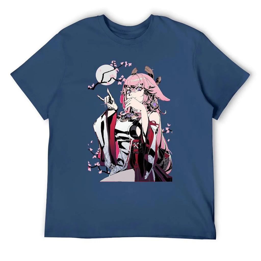 Yae Miko Фотографический принт на продажу Футболки Графический Крутая футболка Круглый вырез Движение Юмор Графический дом Размер США