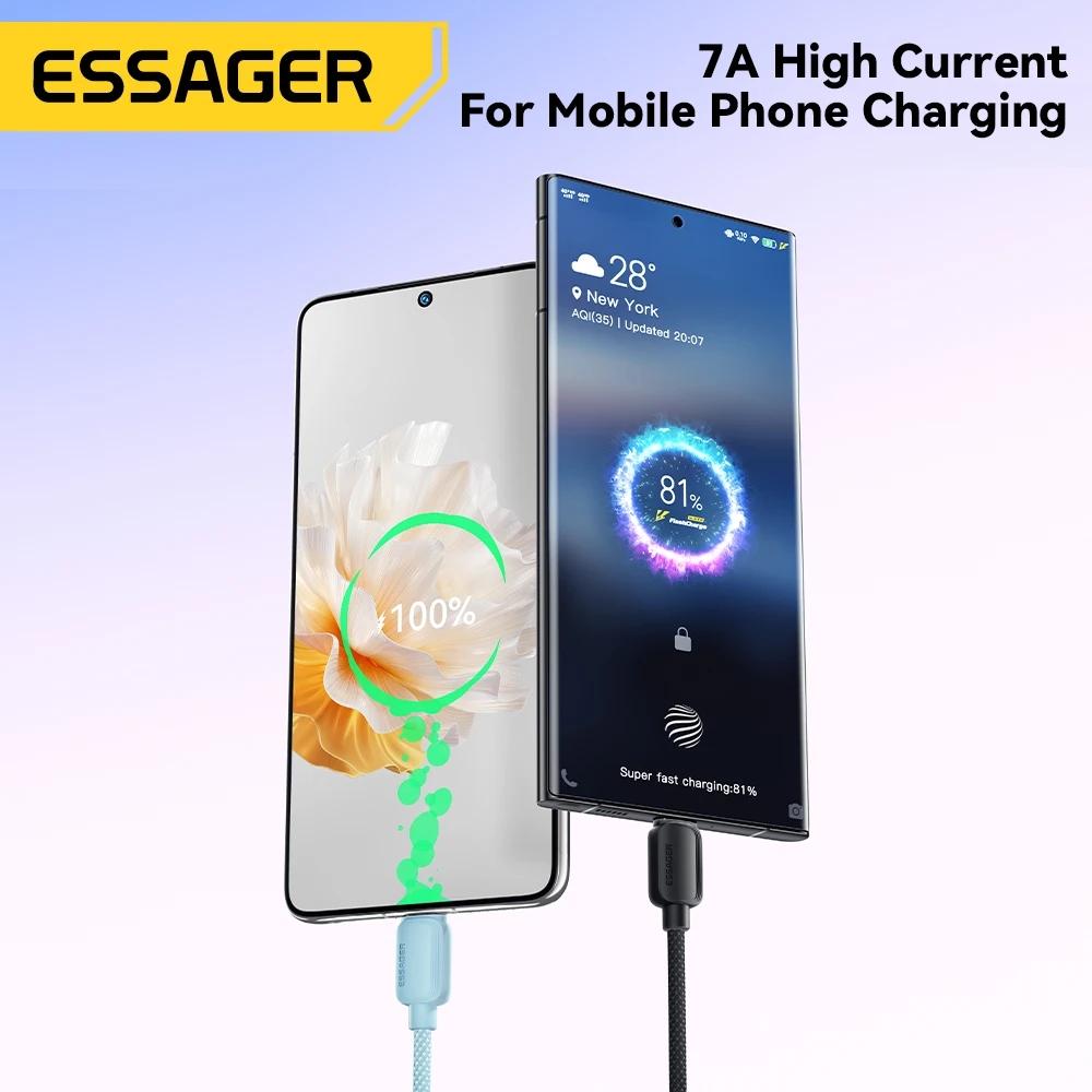 Essager 7A 100 Вт USB Type C кабель для Huawei Honor 88 Вт PD зарядное устройство для быстрой зарядки USB A кабель для передачи данных для Xiaomi Oneplus Samsung