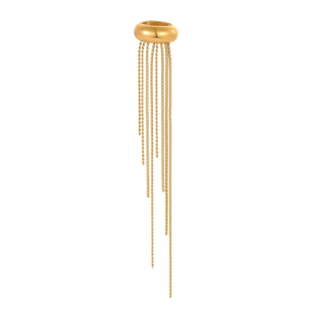 Golded C Shape Ear Cuff Stainless Steel Tassel Earrings Retro Gold Jewelry  Travel