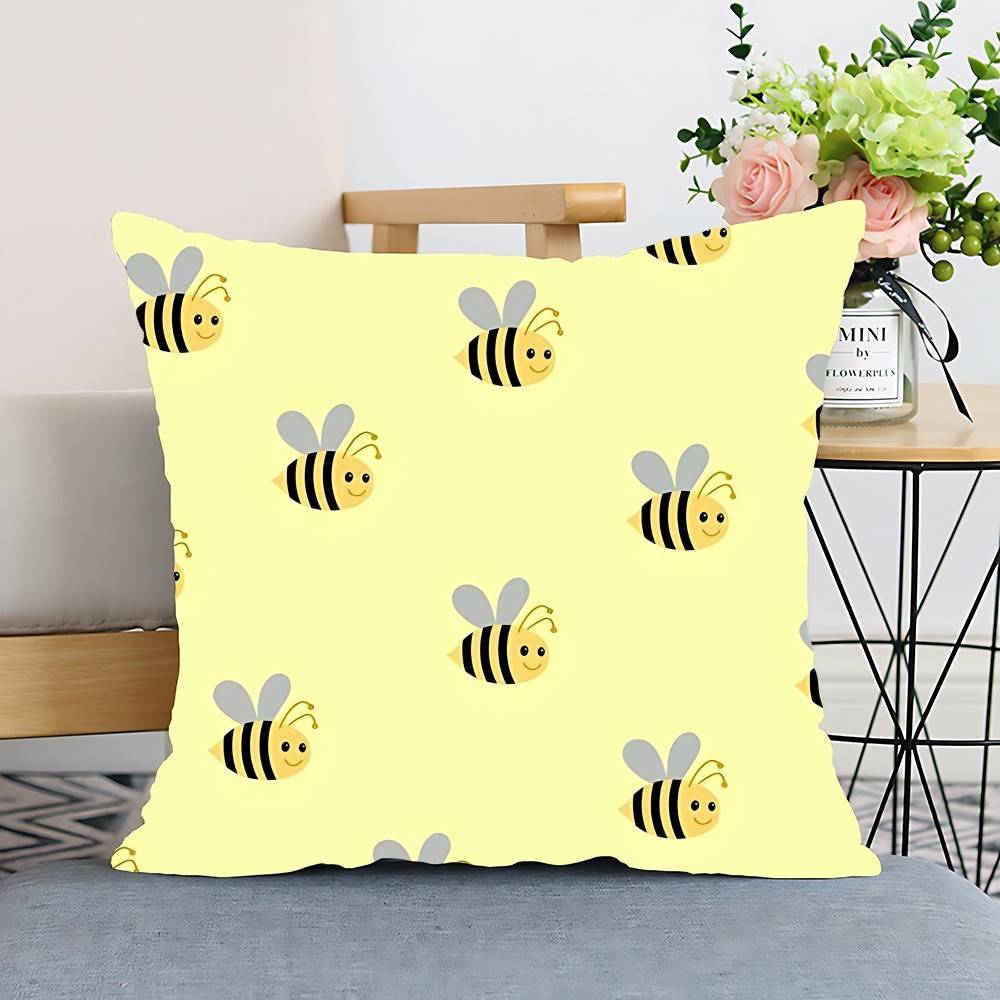Наволочка с графикой пчелы и буквы, чехол для подушки, полиэстеровая наволочка, декоративная наволочка для диванной подушки, домашний декор
