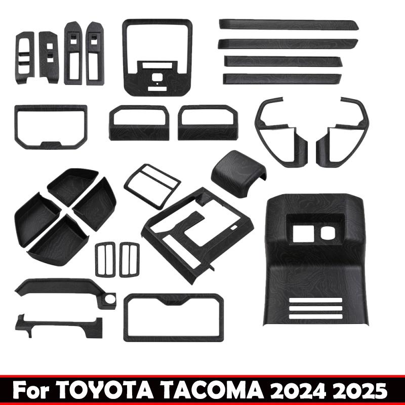 LHD Для TOYOTA TACOMA 2024 2025 ABS Черное дерево Панель центрального управления стеклоподъемниками, панель переключения передач, крышка дефлектора кондиционера