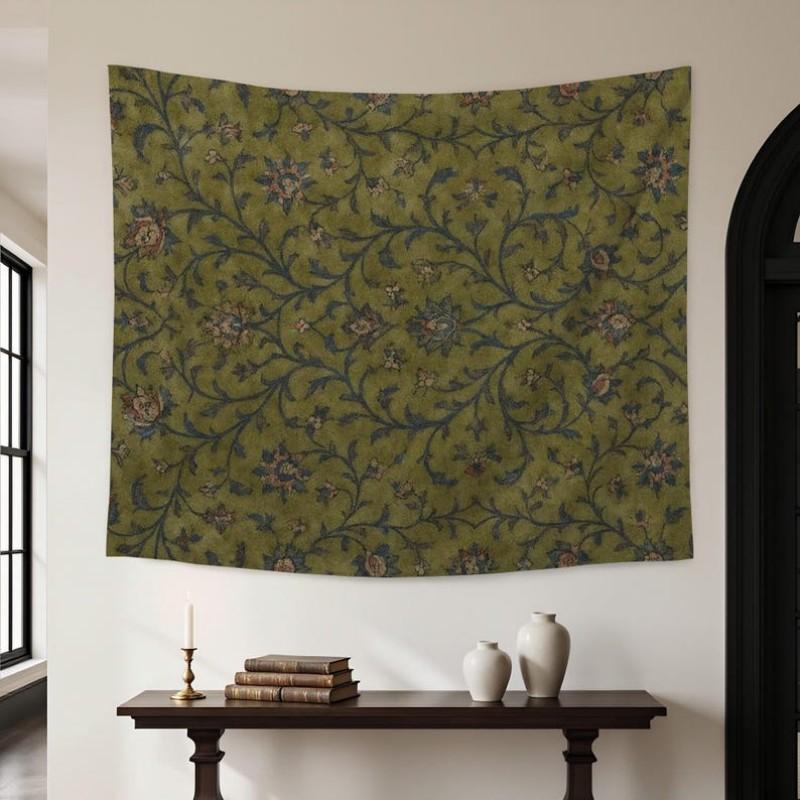Retro Flower Tapestry Bohemian Plant Polyester Wall Hanging Living Room Bedroom Dormitory Home Decoration