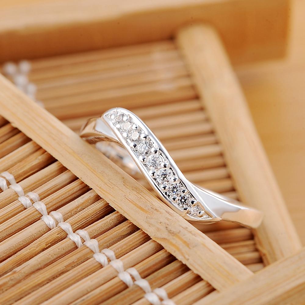 925 Sterling Silver Twisted AAA Zircon Ring Fashion Wedding Jewelry