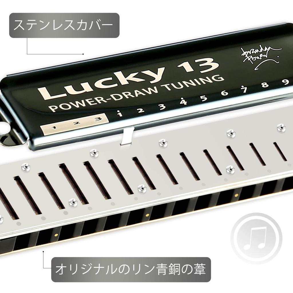 East Top Harmonica Blues Harmonica 13 Hole C Key Jazz Professional Adults Kids Study Practice Brass Cover Canvas Case Lucky13 (PowerDraw-C)