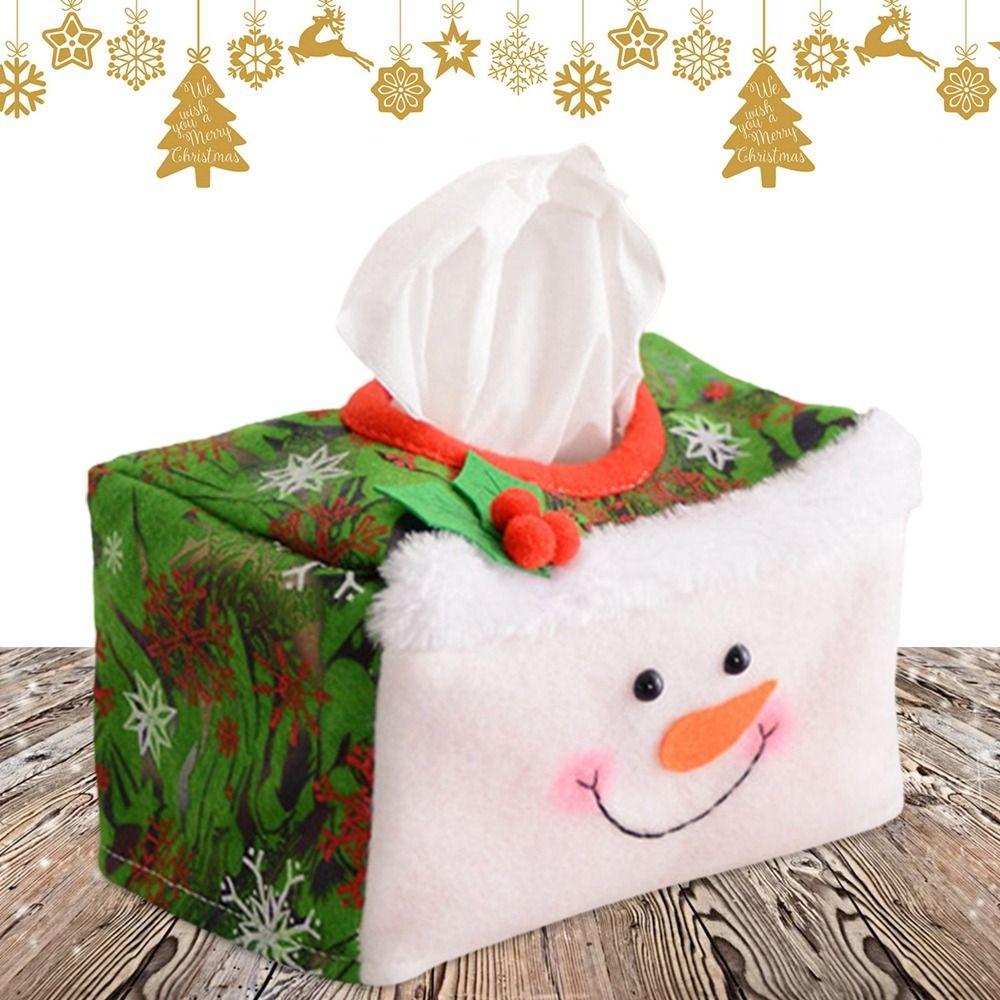 Decorative Christmas Tissue Paper Holder Non-woven Fabric Toilet Paper Storage Box Cover  Kids