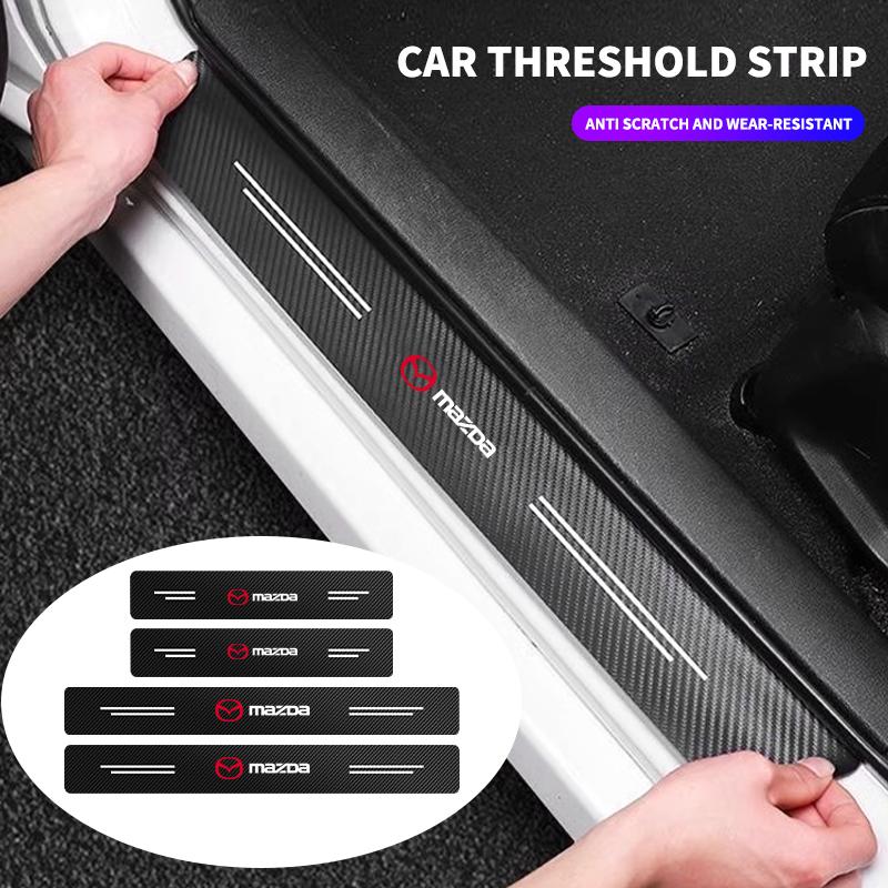 Carbon Fiber Car Door Sill Threshold Anti Scratch Protective Stickers Decals For Mazda CX-3 Bk CX-5 MS Speed 5 6 2 3 CX30 MX-5 GH6