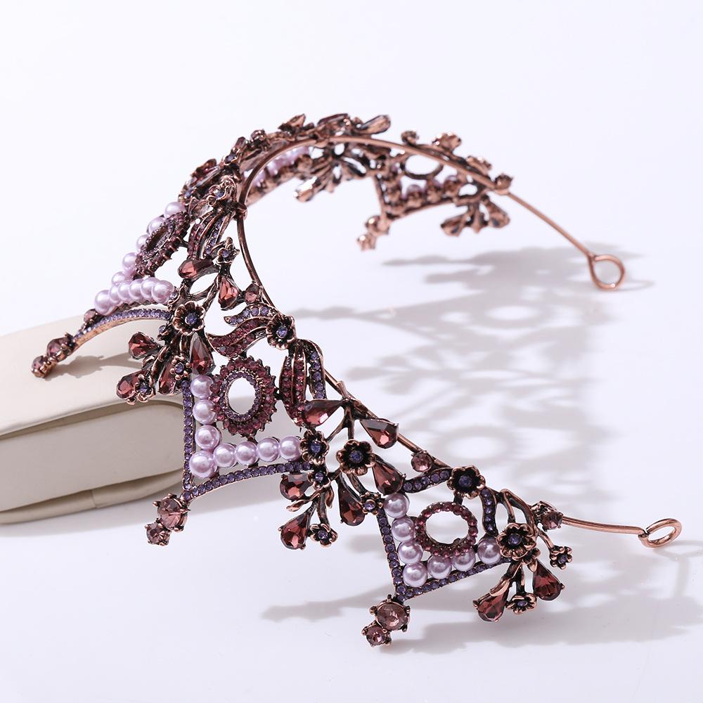 Новая популярная ретро-черная тиара, корона, лесной лист, инкрустированная хрустальной свадебной бриллиантовой короной в стиле барокко