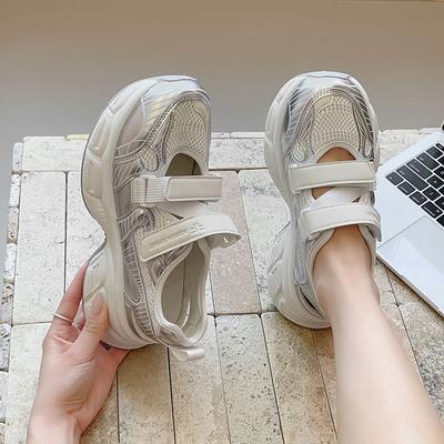 Баотоу спортивные сандалии на платформе с липучками женские летние новые универсальные папины кроссовки полые дышащие повседневные туфли