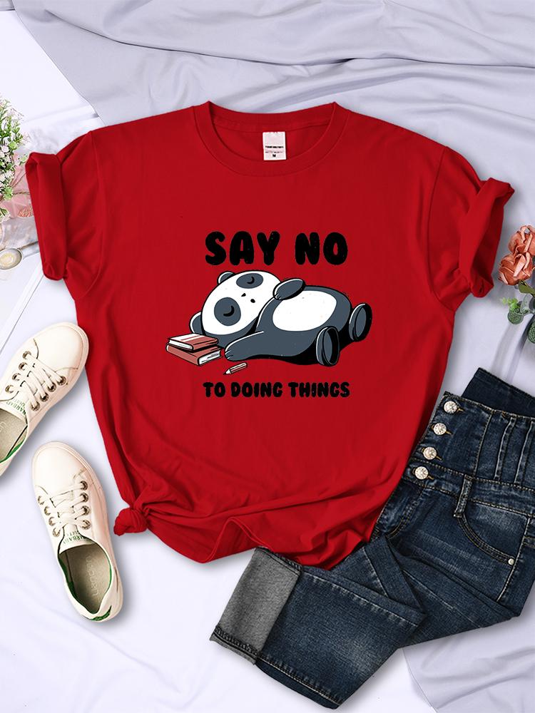 Say No To Doing Thing Sleeping Panda Female Tshirts Summer Fashion Tee Clothing Vintage Harajuku Short Sleeve Casual Unisex Tops