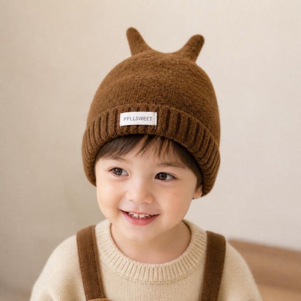 Antenna Detail Kids Knit Beanie Hat Warm Baby Knit Cap New Pull-On Hat Boys Girls