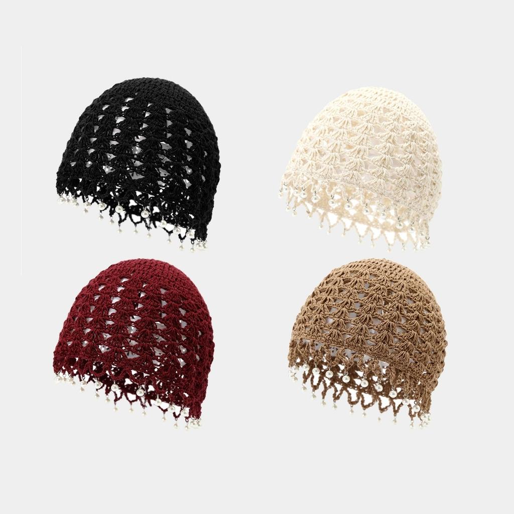 Spring and Summer Handmade Crochet Hollow Beanie Hat Women's Knitted Hats Lady 's Solid Skullies & Beanies