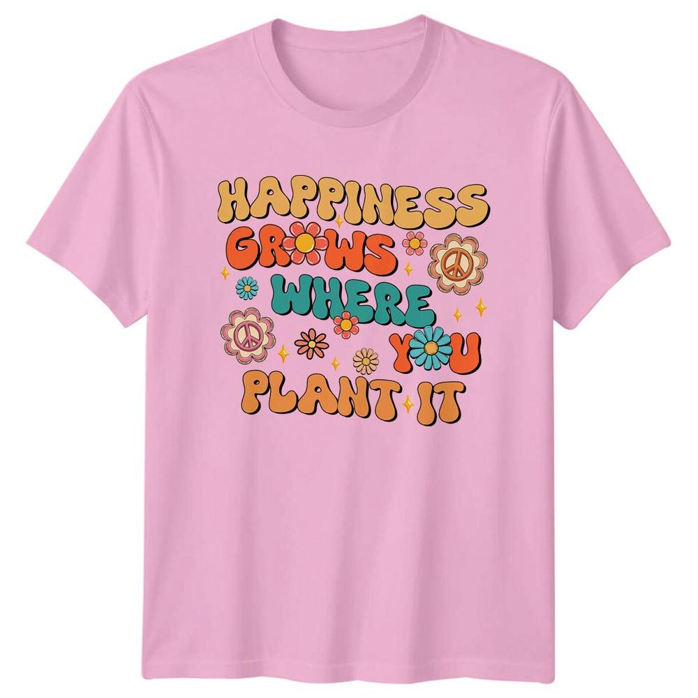 Happiness Grows Where You Plant It Floral Retro TShirt