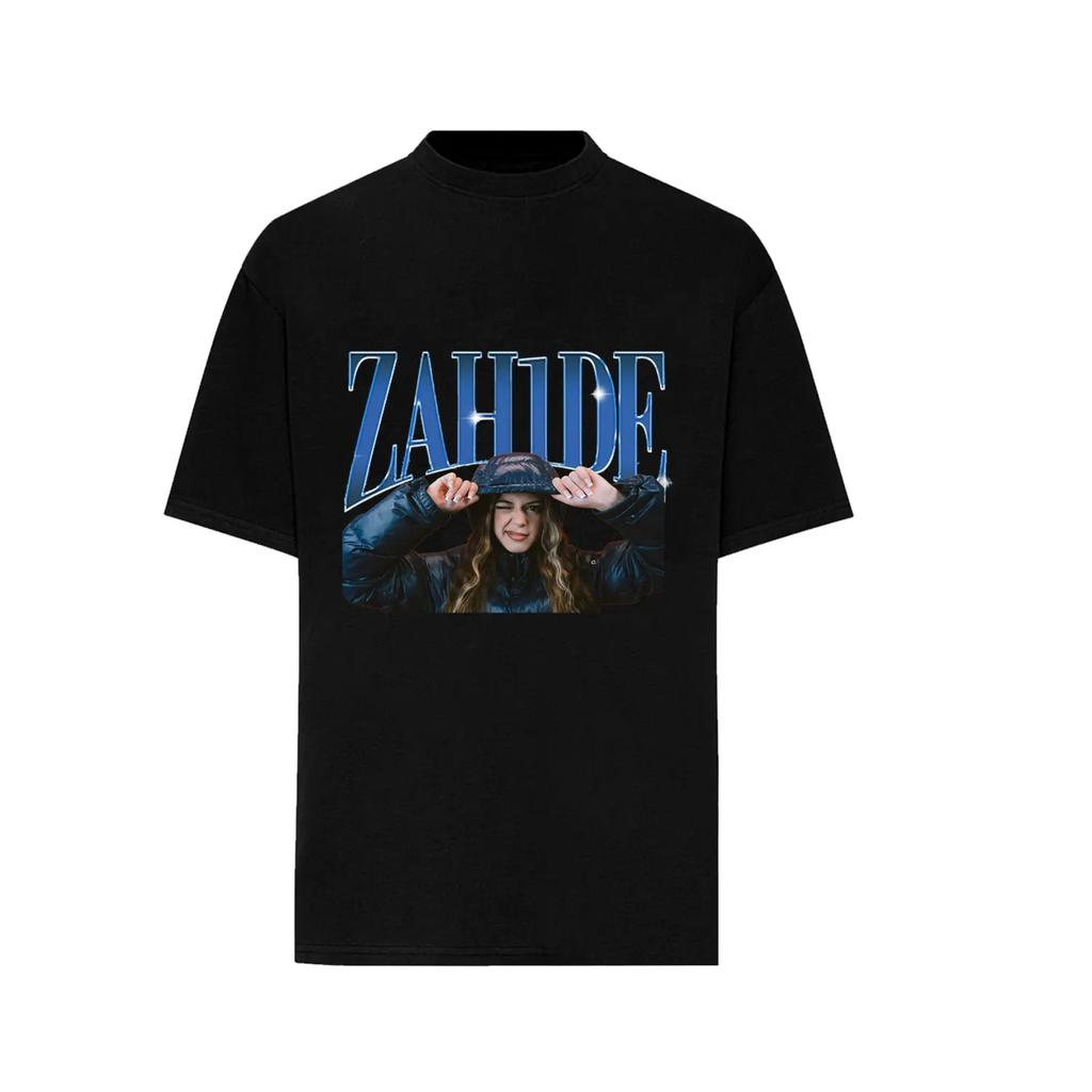 Trendy German Singer Zahide Print T-shirt Short Sleeves Cotton Oversized Merch Tee Tik Tok Ins Star Men Women Unisex Black Tees