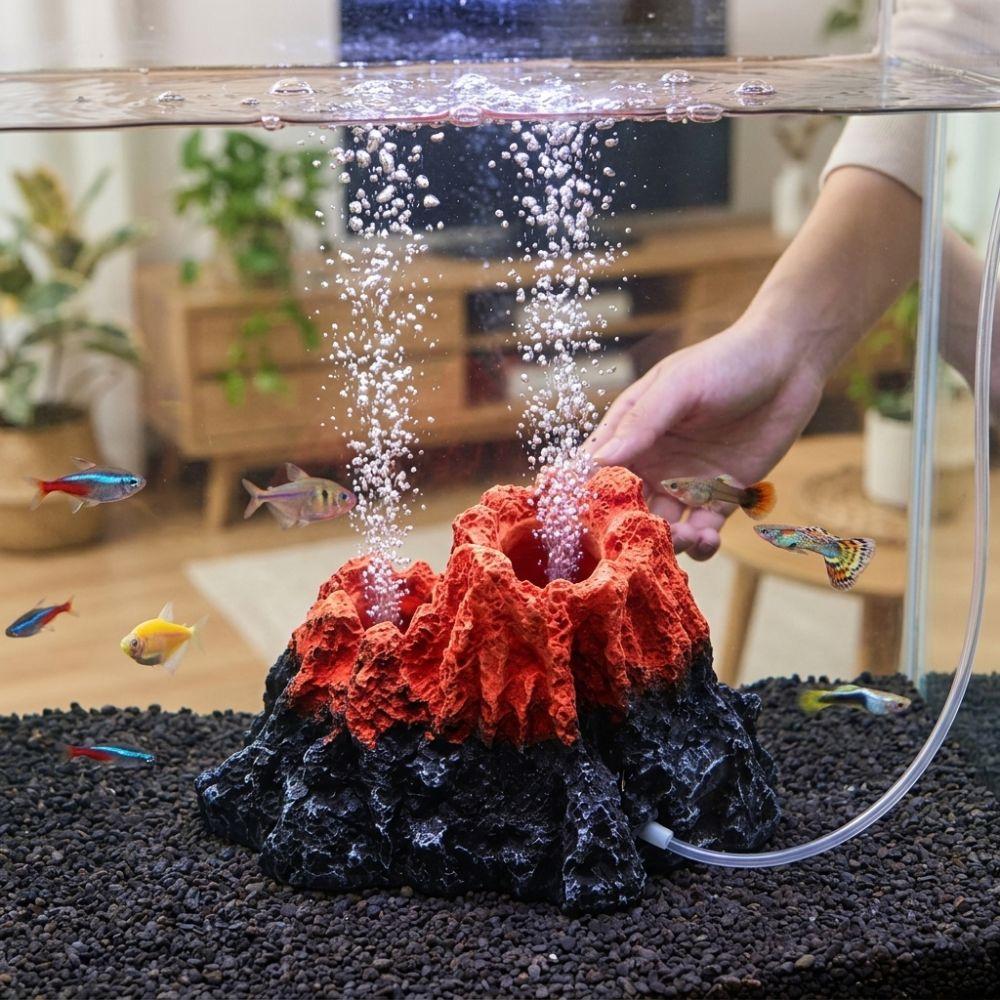 Natural Style Aquarium Volcano Ornament Fish Tank Air Pump Volcano Freshwater Fish Tank Layout