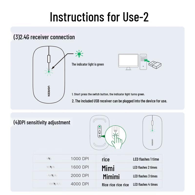 UGREEN Dual-Mode Wireless Silent Mouse