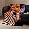 Striped shadow patterns across faces and vibrant hair colors. for all seasons blanket lunch break throw gift