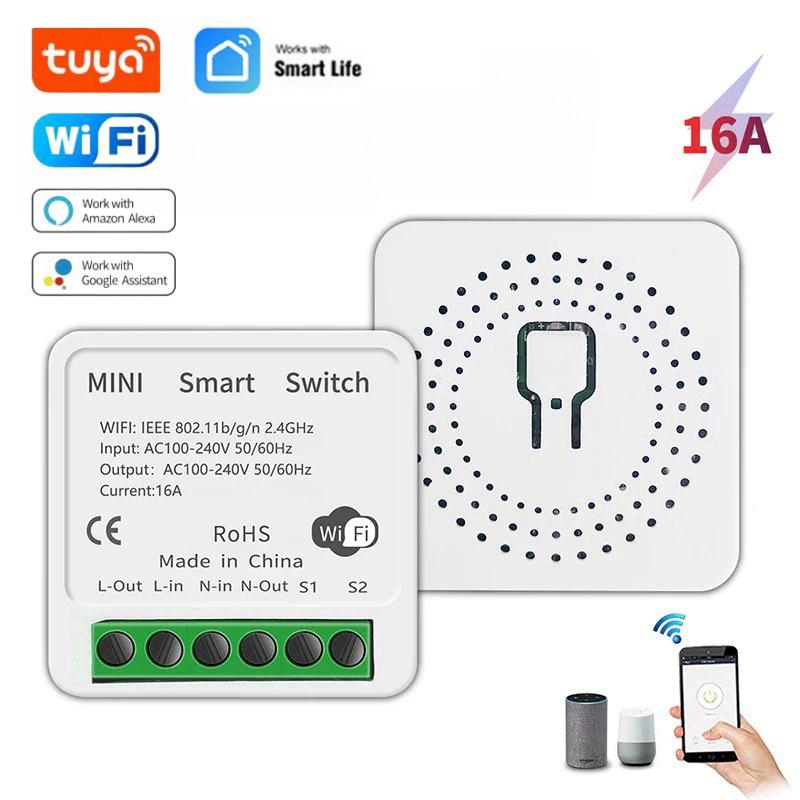 Умный скрытый переключатель Graffiti WiFi Zigbee с голосовым управлением Alexa, одно- / двухполюсный, совместим с нулевым / однопроводным подключением