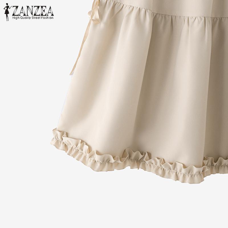 ZANZEA Женские летние юбки А-силуэта с эластичной резинкой на талии и завязывающимся узлом и оборками по подолу
