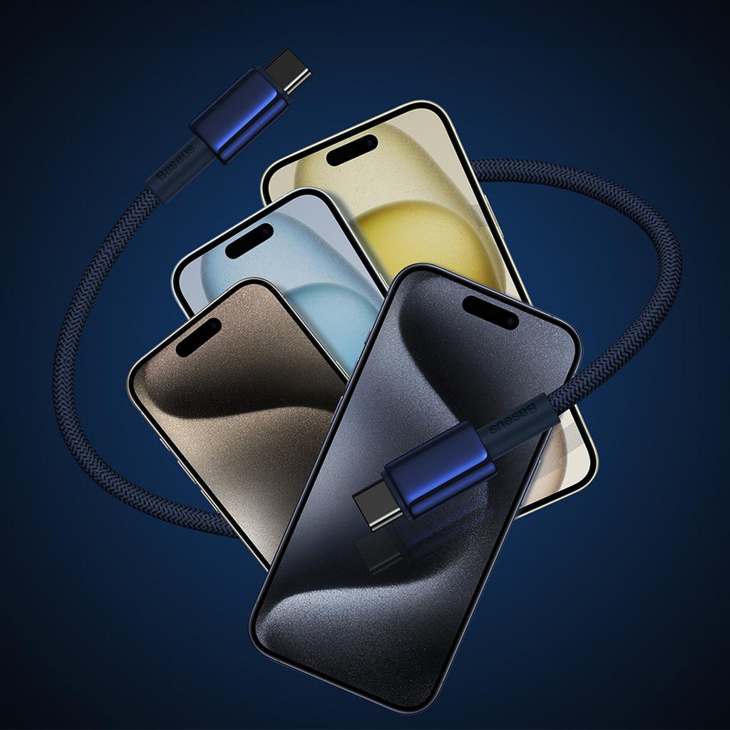 Вольфрамово-золотой USB-C кабель - USB-C 100 Вт 1 м - Темно-синий