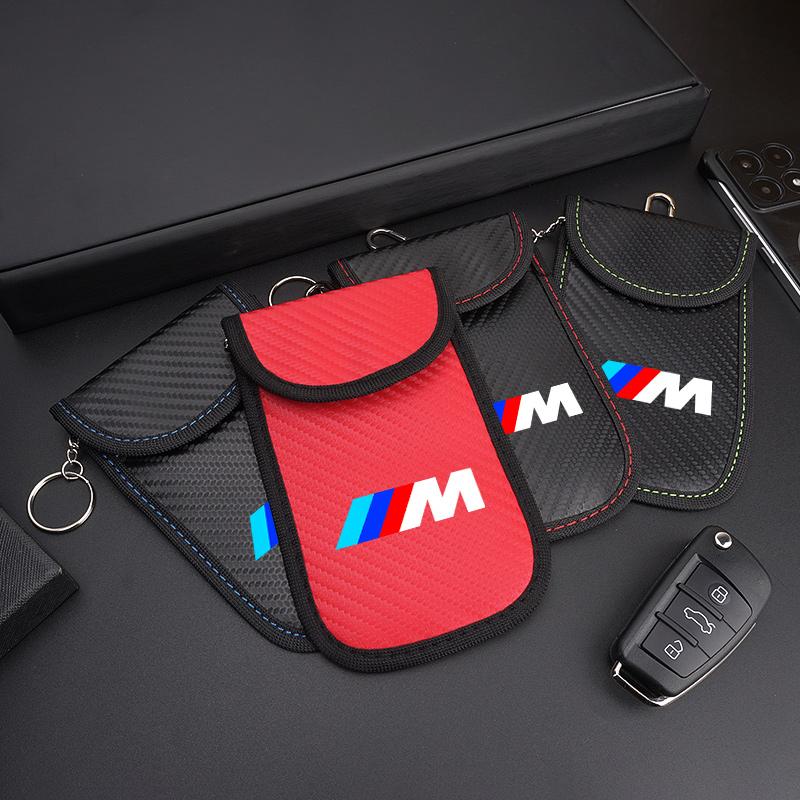 FA7Sticker Accessory Car Key Case Signal Blocker Bag RFID Shielding Pocket For BMW E46 M E36 E34 F10 E90 F30 E60 E53 E30 E92 E87