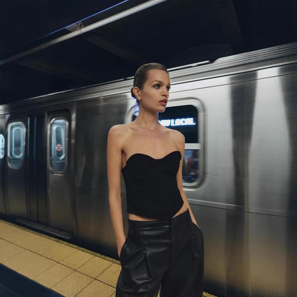 Women's Sleeveless Bustier Corset Top - Sexy European & American Style for Spring & Autumn 2025