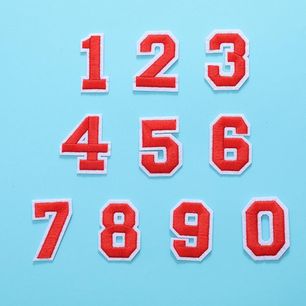 40pcs Cotton Embroidered Patches Numebrs Numbers 0-9 Applique for Repairing Clothes