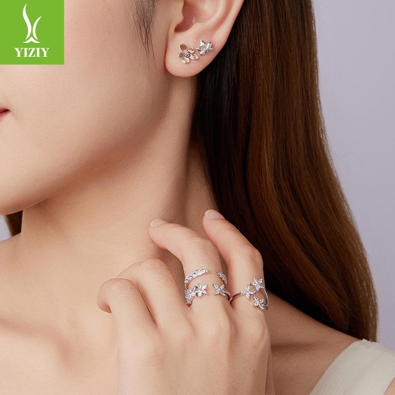 Exquisite Sparkling Wheat Ear Opening Ring S925 Sterling Silver Autumn Harvest Lucky Ring Jewelry