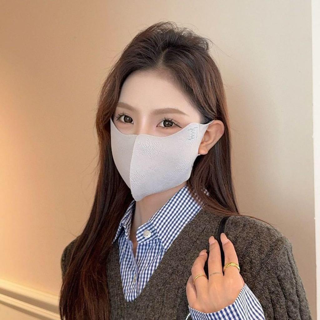 High-Quality Lace Winter Mask: UV Protection, Eye Corner Shield, Rhinestone Detail, Thick, Three-Dimensional, Warm, Perfect for Cold Weather.