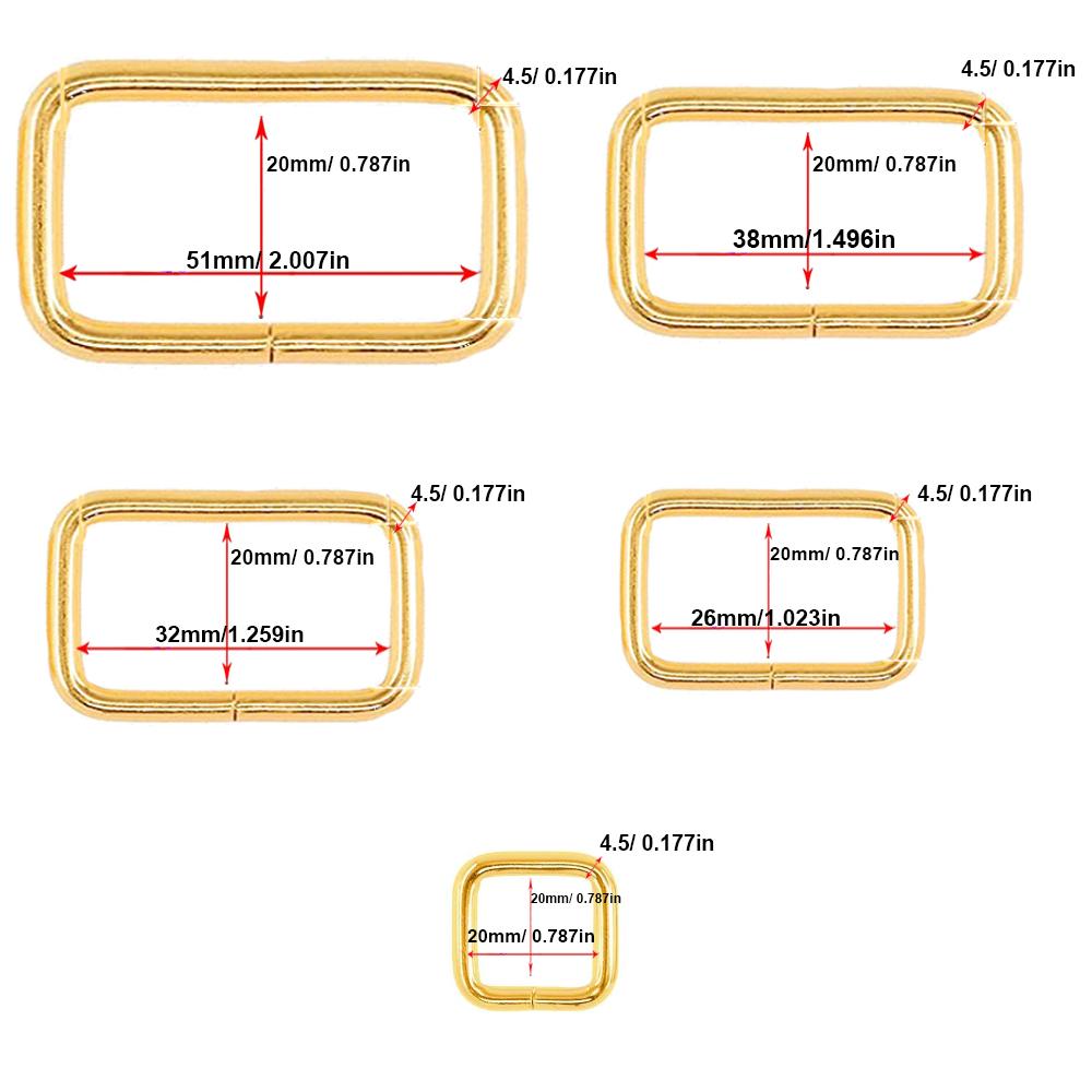 5PCS Metal Adjustable Rectangle Rings Buckles Garment Belt DIY Needlework Luggage Sewing Handmade Bag Purse Buttons