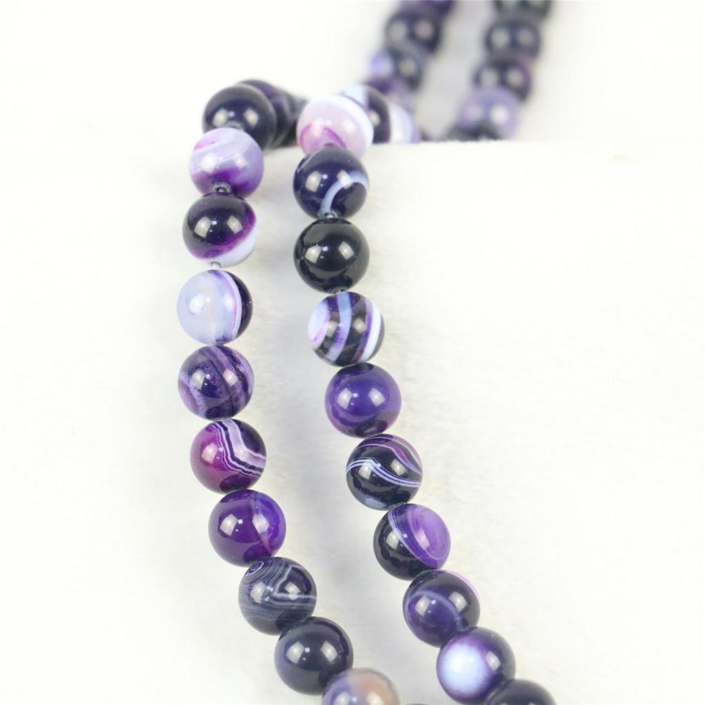 10mm Round Purple Stripe Agates Onyx Loose Beads Women Girls for Jewelry Making Design DIY Parts Accessories Natural Stone