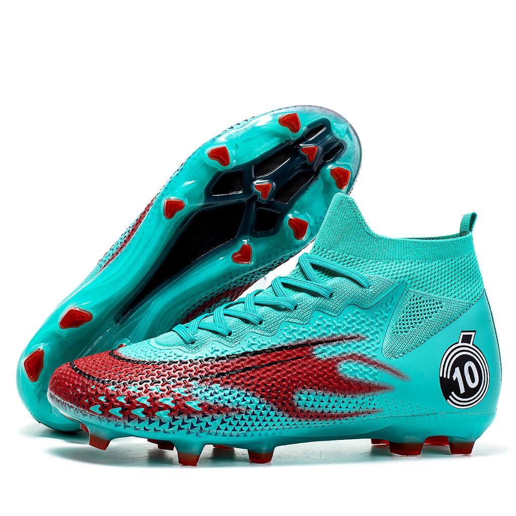 Унисекс модные уличные спортивные футбольные бутсы с высоким берцем кожаные футбольные бутсы для детей