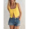 Spring and Summer New Women's Clothing Hidden Snap Button Simple Wide Shoulder Strap Knitting Vest Short Top 5536040