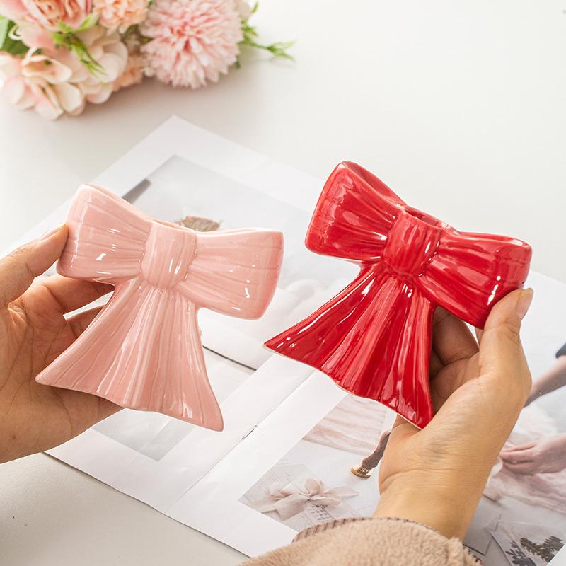Керамические изделия ручной работы Декоративный подарок Атмосфера Дизайн в форме банта Креативный подсвечник Ins Несколько цветов Украшения 5 цветов