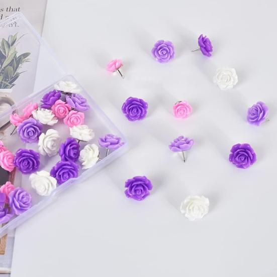 40 шт. розовые кнопки-гвоздики, милые в форме цветка, надежные, яркий дизайн, декоративные канцелярские кнопки