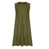 Summer Plus Women's Round Neck Sleeveless Patchwork Solid Color Loose Cotton Linen Dress